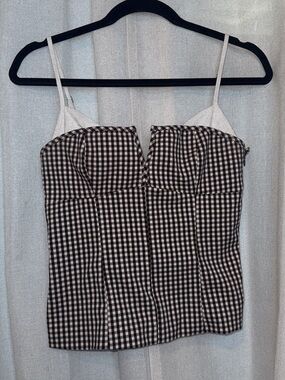 Zara Brown and White Gingham Bustier Cami